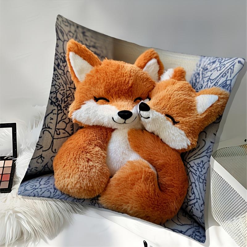 Niedliche Kissenhülle mit Fuchs-Print, mit Reißverschluss & maschinenwaschbar, Universelle Kissenhülle für Sofa, Schlafzimmer & Büro