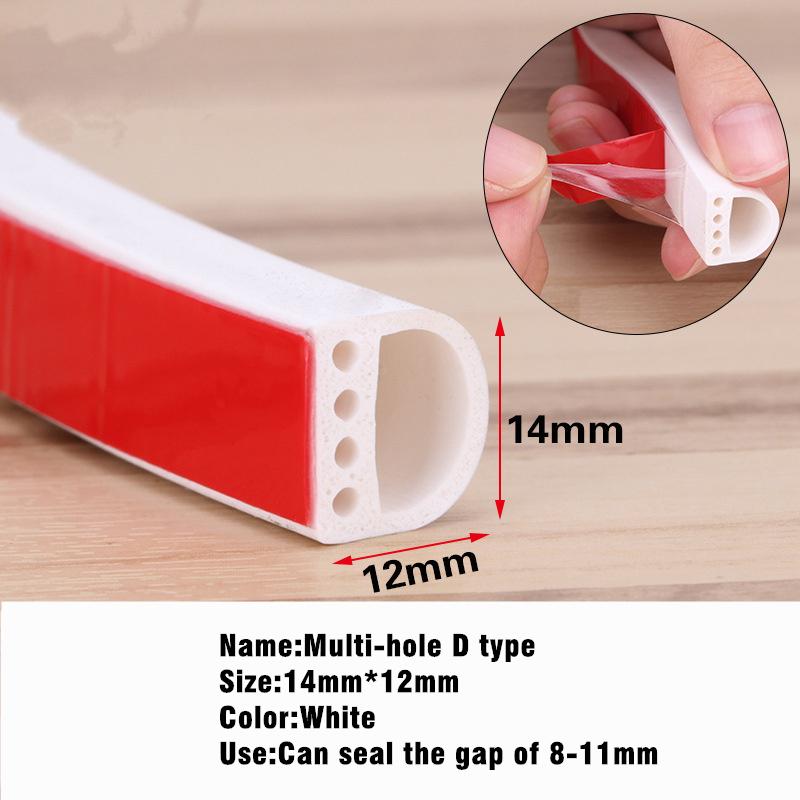 New 6M Silicone Rubber Weather Strip I/E/D Type Seal Strip for Doors Windows Self Adhesive Anti Collision Soundproof Waterproof