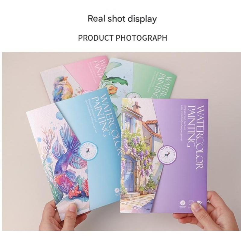 Art Doodling Book with 12 Color Watercolor Paint Water Brush Pen Stress Relief Painting Book For Children Adult Drawing