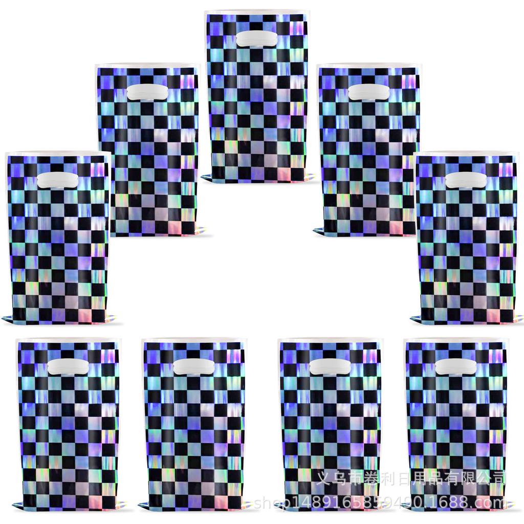 Chessboard Laser Rainbow Theme Party Supplies Gift Bag Aluminum Film Birthday Decoration Gift Bag Candy Tote Bag