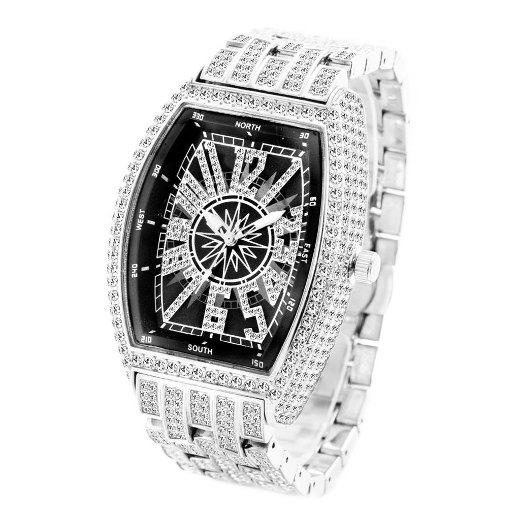 W87 Men's Watches Luxury Metal Sky Star Fashion Digital Barrel Full Diamond Large dial Waterproof Male Quartz Clock Watch