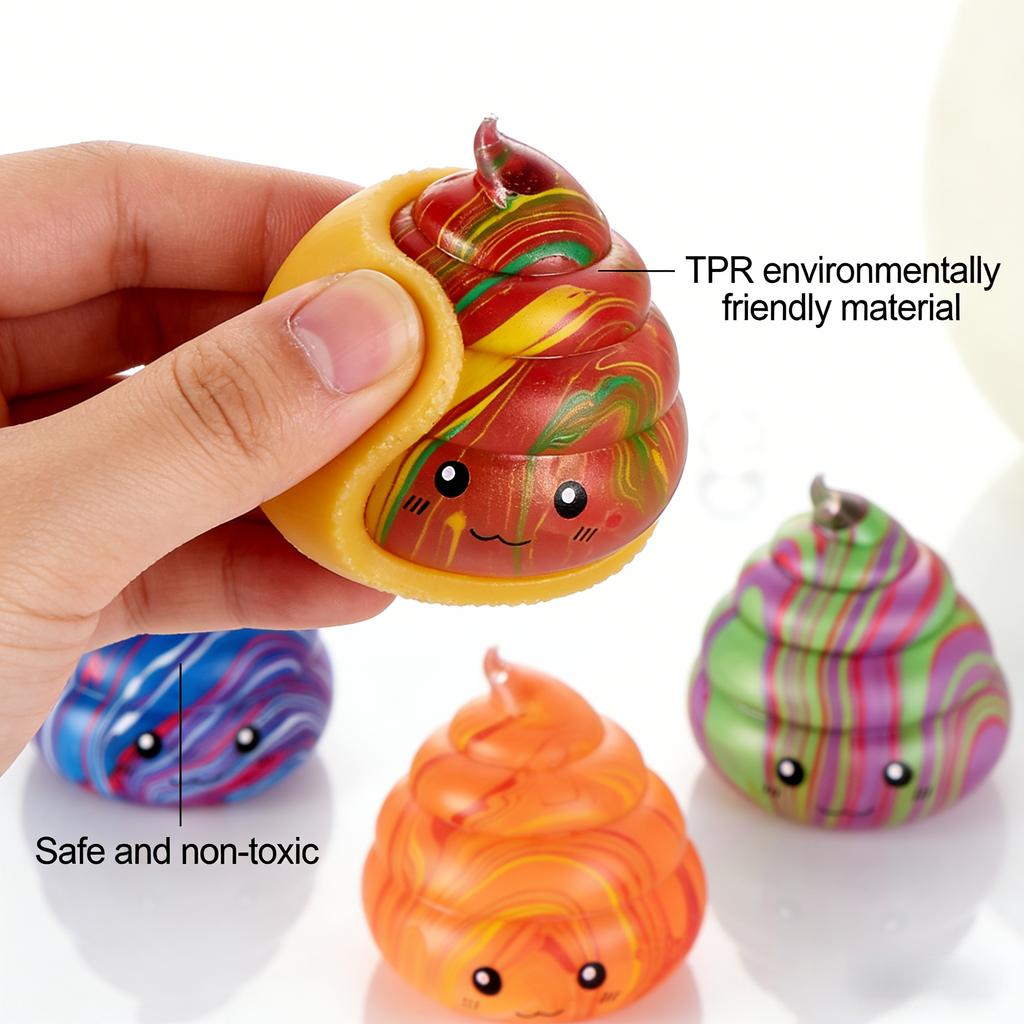 Buntes Poop Squishy Spielzeug, Niedliches Cartoon Stressabbau Fidget Spielzeug, Weicher TPR Quetschball zur Angstlinderung, Lustiges Neuheitsgeschenk