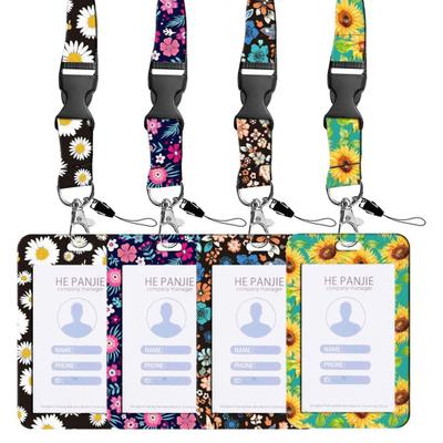 ID Card Holder With Lanyard Sunflower Design Stretchable Stylish Hidden Disability Multi Functional Badge Holder