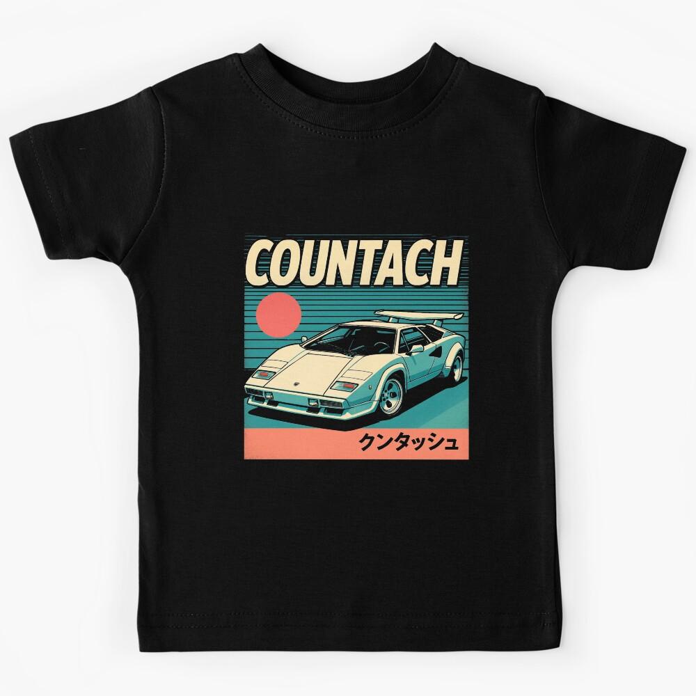 Countach Retro Vaporwave Poster – 80s JDM-Style Supercar Artwork Kids T-Shirt 120