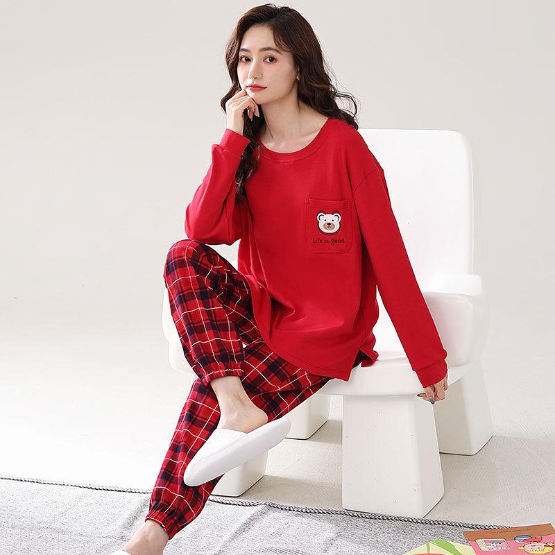 Pure Cotton Pajamas Women'S Cotton Long-Sleeved Trousers Women'S Casual Loungewear Set