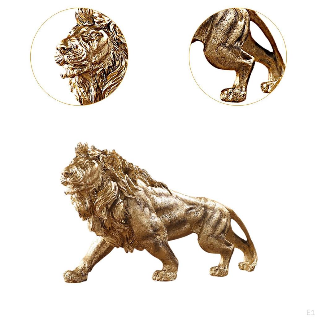 Resin Figurine Lion Statue Collectible Decoration Ornament Animal Sculpture for Office Table
