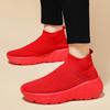 Fashion Fashion Platform Sports Shoes Men Orange High Top Knit Casual Sneakers Women Lightweight Breathable Slip-on Men's Running Shoes