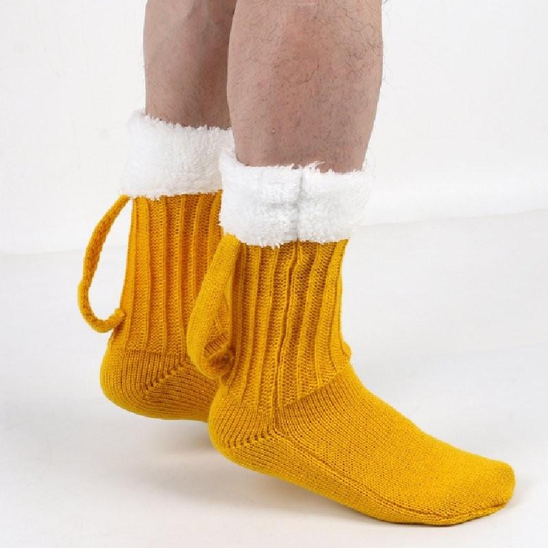 Shape Beer Mug Knitted Plush Midcalf Socks Winter Keep Warm Decoration Feet