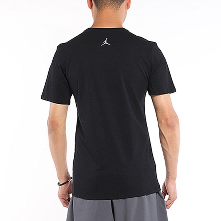 Jordan Laser Pattern Round Neck Loose Straight T-Shirt Men Tops Black 828219-010