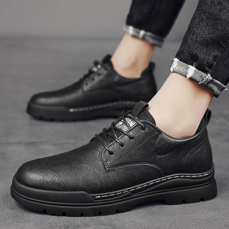 

Мужская обувь внешняя торговля новая четыре сезона низкие ботинки Мартина модные универсальные рабочие ботинки британская кожаная поверхность торговец 39 чёрный