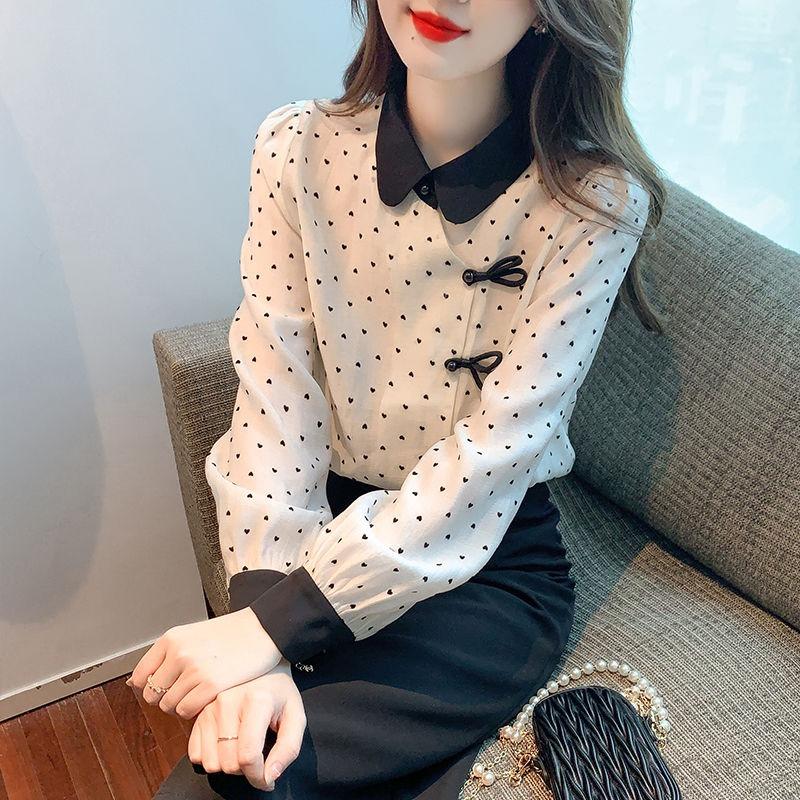Dot Shirt for Women's Autumn New Style Chiffon Top