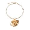 Elegant Big Rose Flower Pendant Choker Necklace for Women Bridal Goth Imitation Pearl Adjustable Chain Aesthetic Y2K Wed Jewelry