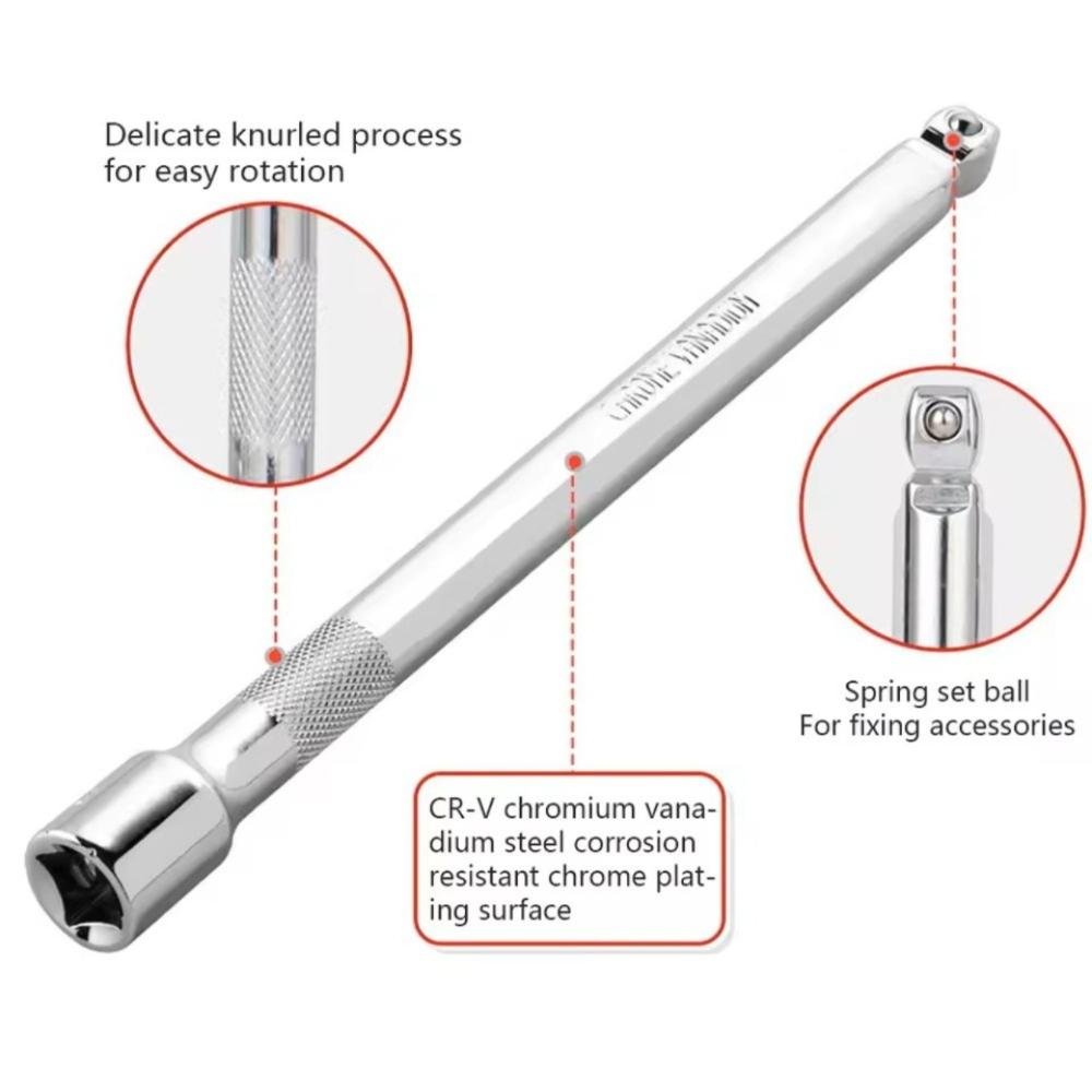 3/8 "1/2" Socket Ratchet Wrench Extension Rod Kit 250mm Long Rod Rotating Socket Connecting Rod Socket Extender Hand Tool