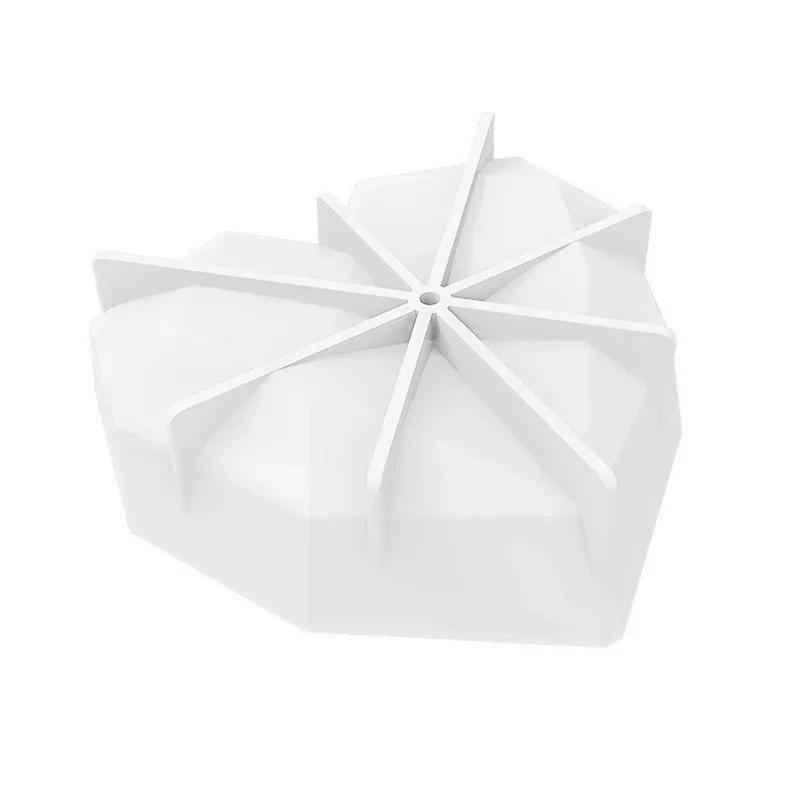 Cross-border Silicone Single Heart-shaped 6-8-diamond Love Cake Mold Baking Diy Mousse Chocolate Mold