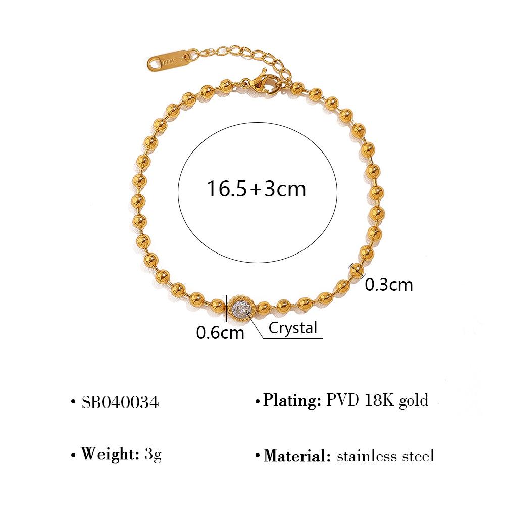 

European and American stacked small gold bead chain simple geometric five-pointed star love diamond bracelet women