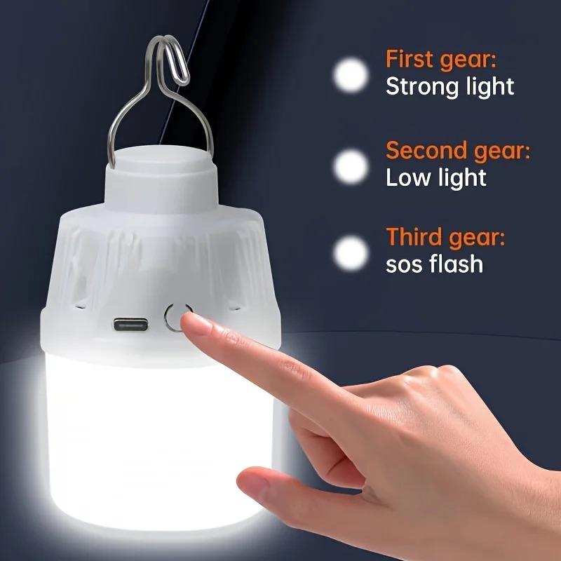 1/2/3/5/10PCS Portable LED Camping Light Bulb Outdoor Electric Lamp USB Charging 3 Lighting Modes White/Orange for Camping