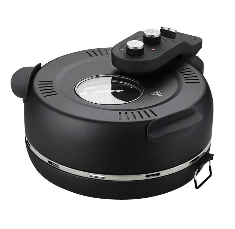 16-inch Pizza Oven, 1600W Countertop Pizza Machine, 420℃ Pizza Oven, Ceramic Stone Pizza Oven with Built-in Thermometer and Timer