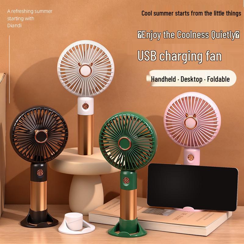 Ventilador portátil USB de dibujos animados - Mini ventilador eléctrico de escritorio para uso en exteriores