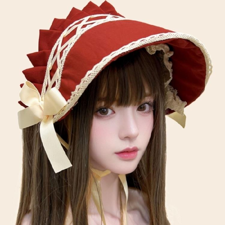 Lace Trim Bonnet Hat for Women Cosplay Event Victorian Cocktail Hat For Teens Teaparty Cocktail Dressingup Headwear