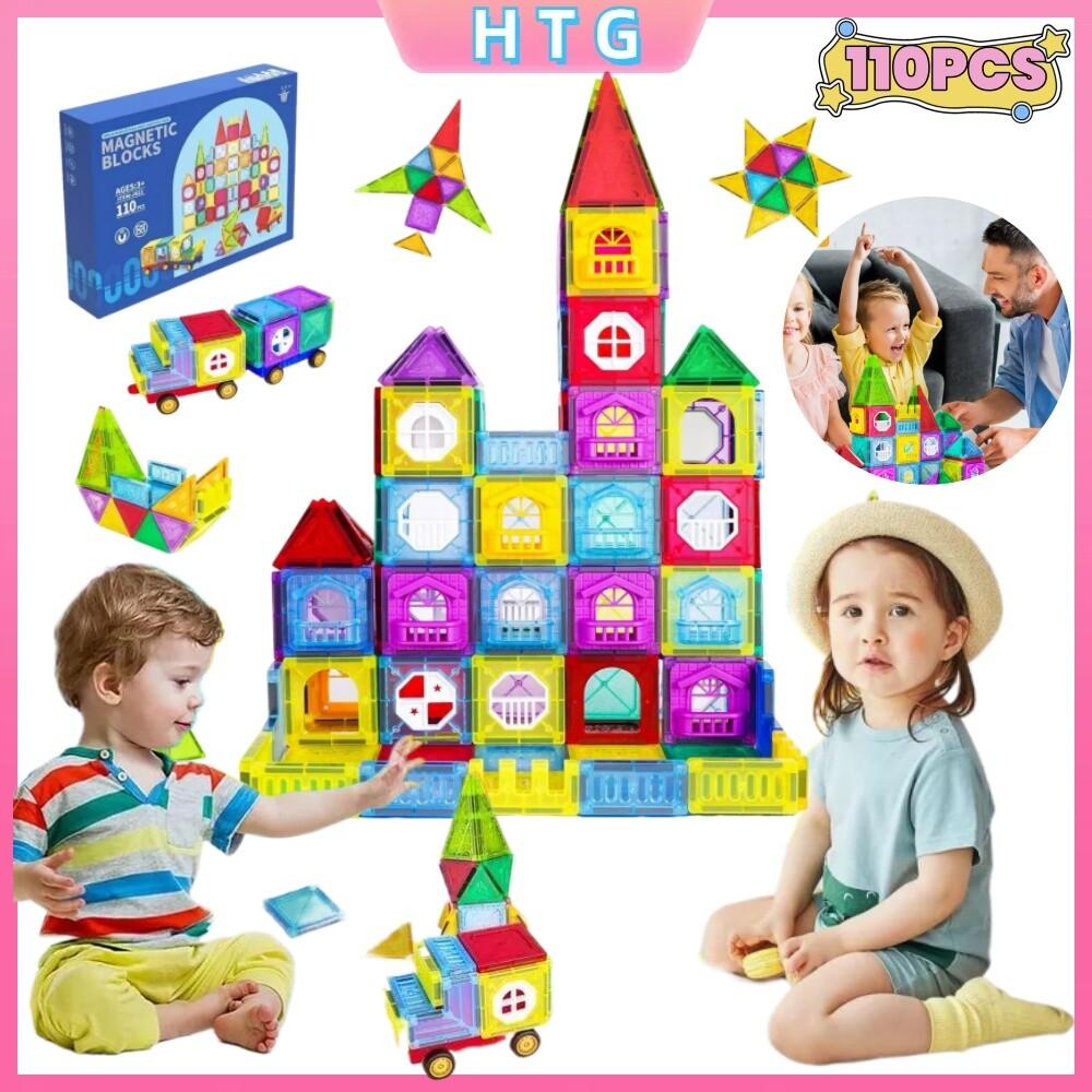 Magnetic Tiles 110 PCS Blocks 3D Building Blocks Construction Educational Toys