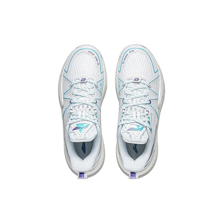 New LiNing Lightning Speed 1.5 1.5 Cushioning Wear Resistant Rebound Low Top Basketball Shoes Men's White Blue Purple ABAT101-3