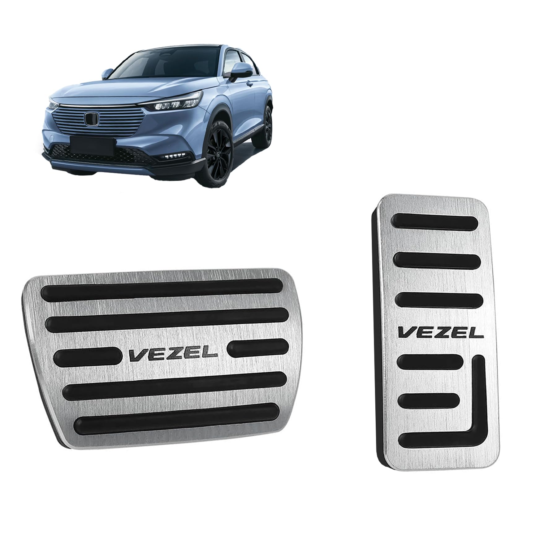 WSKLY Aluminum Alloy Foot Pedal Covers for the New Vezel Accelerator and Brake Pedals RV6 RV April 2021 and and Set Compatible with the New Vezel