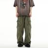Spring and Summer High Street Side Big Pockets Loose Wide-leg Overalls Men's and Women's Deconstruction Design Pants