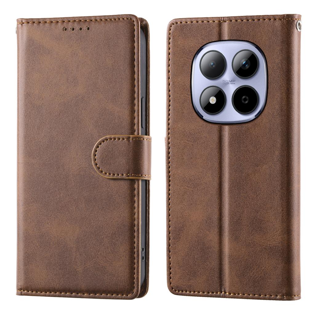 For Xiaomi Redmi Note 15 Pro 5G (Global) Case Stand Wallet Calf Texture PU Leather Flip Phone Cover with Wrist Strap