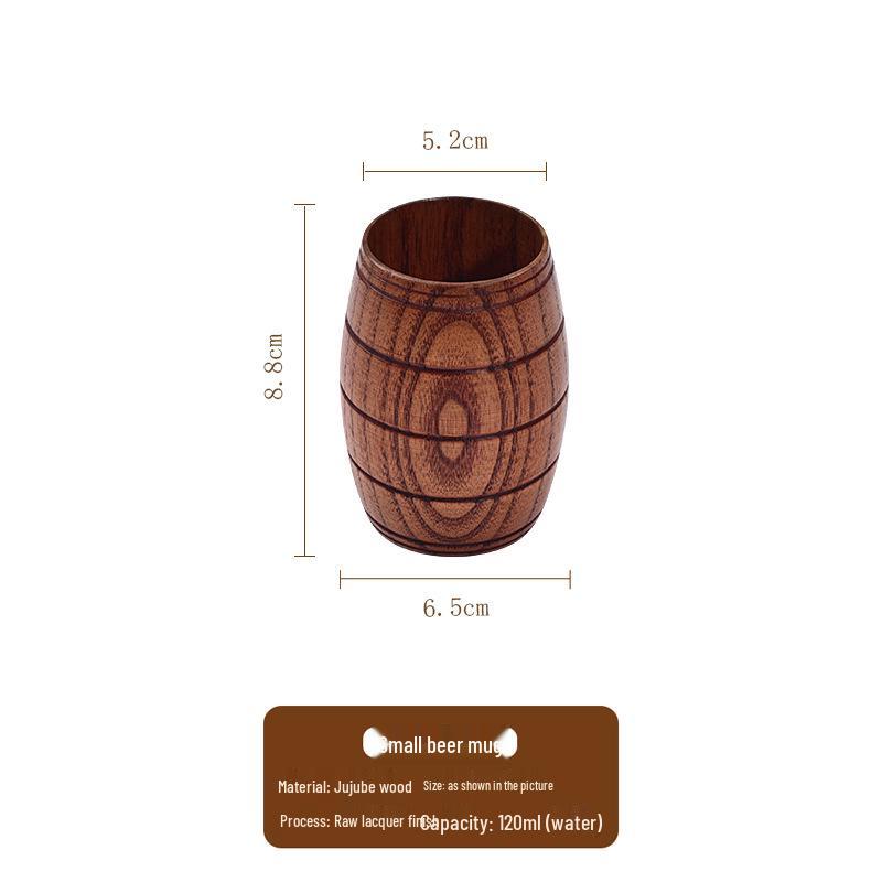 Sour Jujube Wooden Beer Mug - Creative Beverage Cup for Home, Hotel & Restaurant 100-600ml