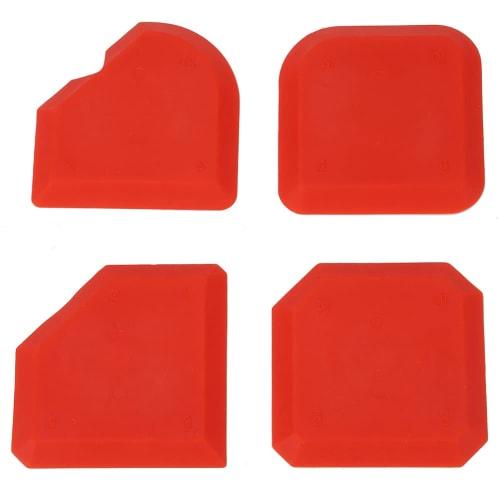 4-Piece Silicone Sealant Remover and Caulking Tool Kit with Smoother, Finisher, Scraper, and Cleaner for Beautifying Glass Adhesives