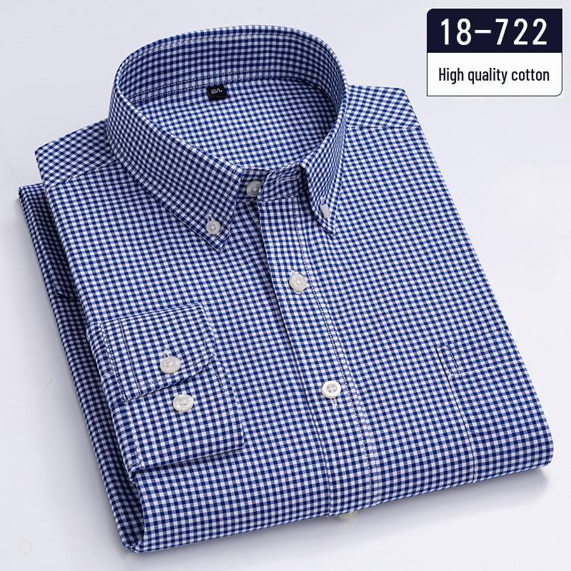 

Men s 2026 Spring/Autumn Long-Sleeve Pure Cotton Check Shirt - Casual Business Wear 3XL