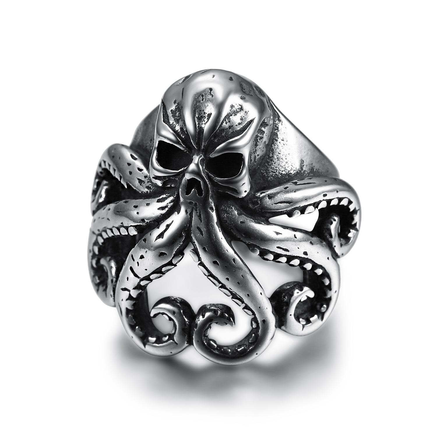 

Vintage Punk Octopus Tentacle Ring Stainless Steel Unique Gothic Jewelry for Men No. 7