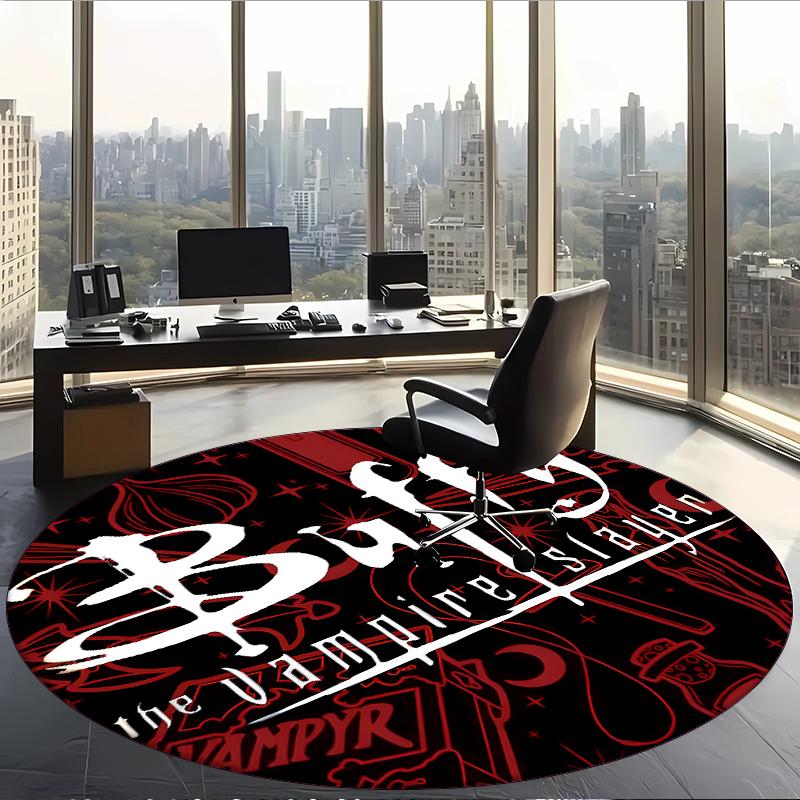 Buffy (19) Round Office Rug Decorative Floor Rug for Office Bedroom Living Room and Home Space