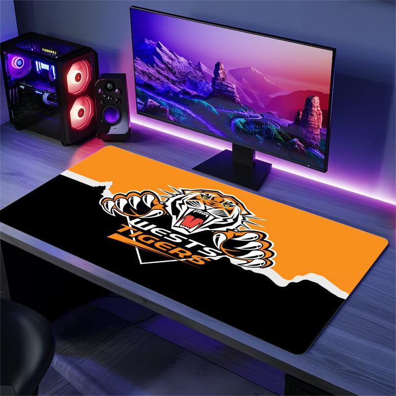 Wests Tigers Mouse Pad, Large Gaming Desk Mat, Non-slip XXL Mousepad for Laptop & Tablet, Mini PC Playmat with Stitched Edges