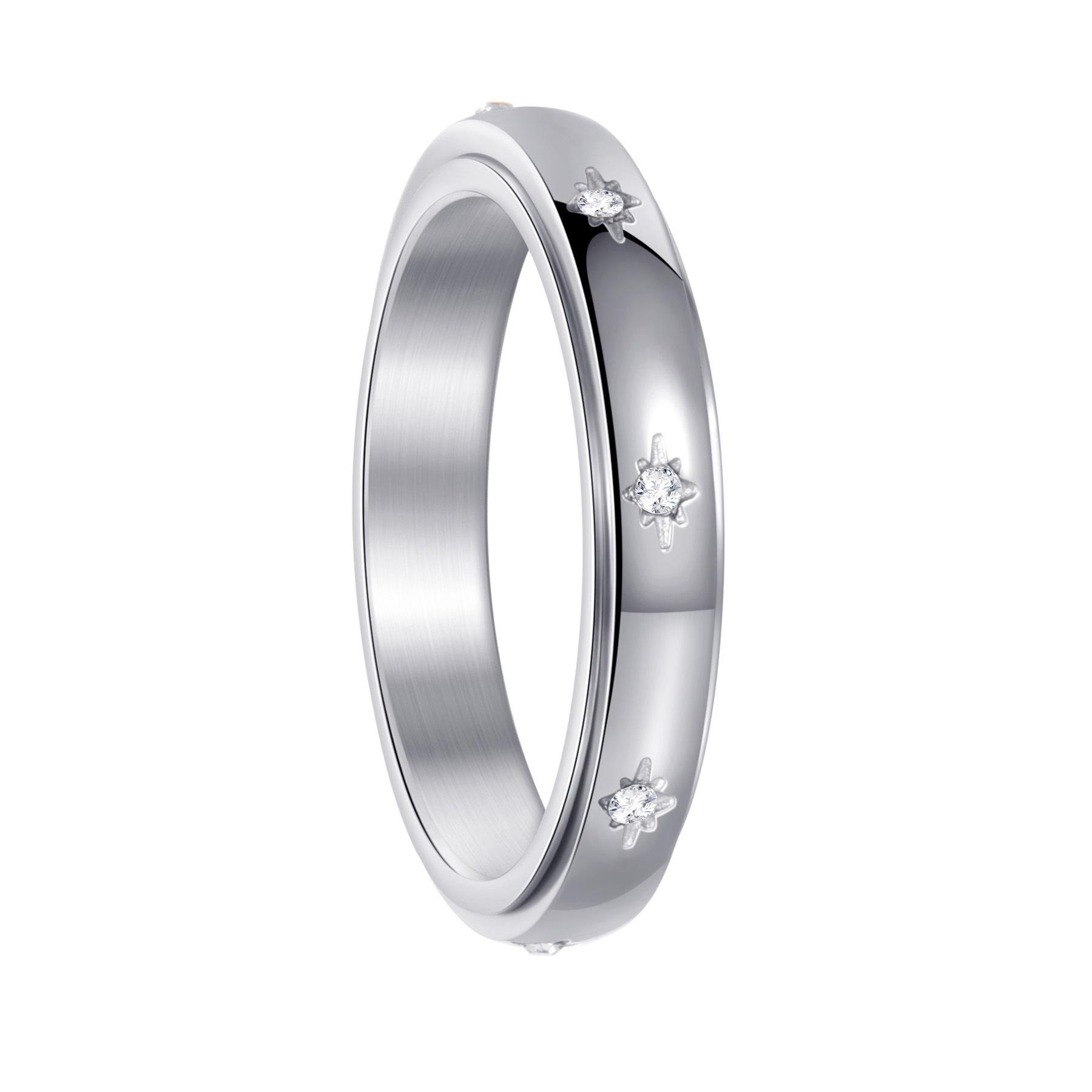 

Minimalist Titanium Steel Single Ring With Rotating Diamond Stress Relief Design For Women Unique Jewelry no. 10 срібний