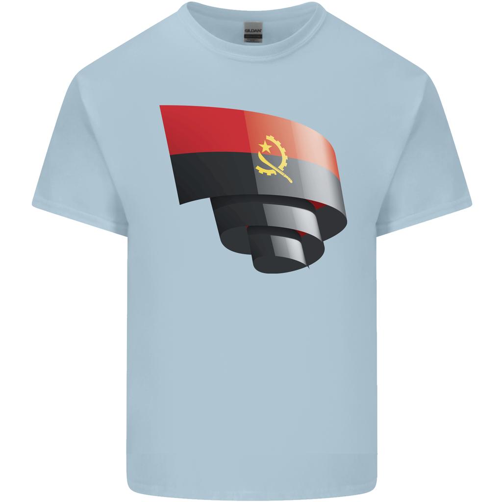 Gekräuselte Angola Flagge Angolanischer Tag Fußball Unisex Leichtes Baumwoll T-Shirt