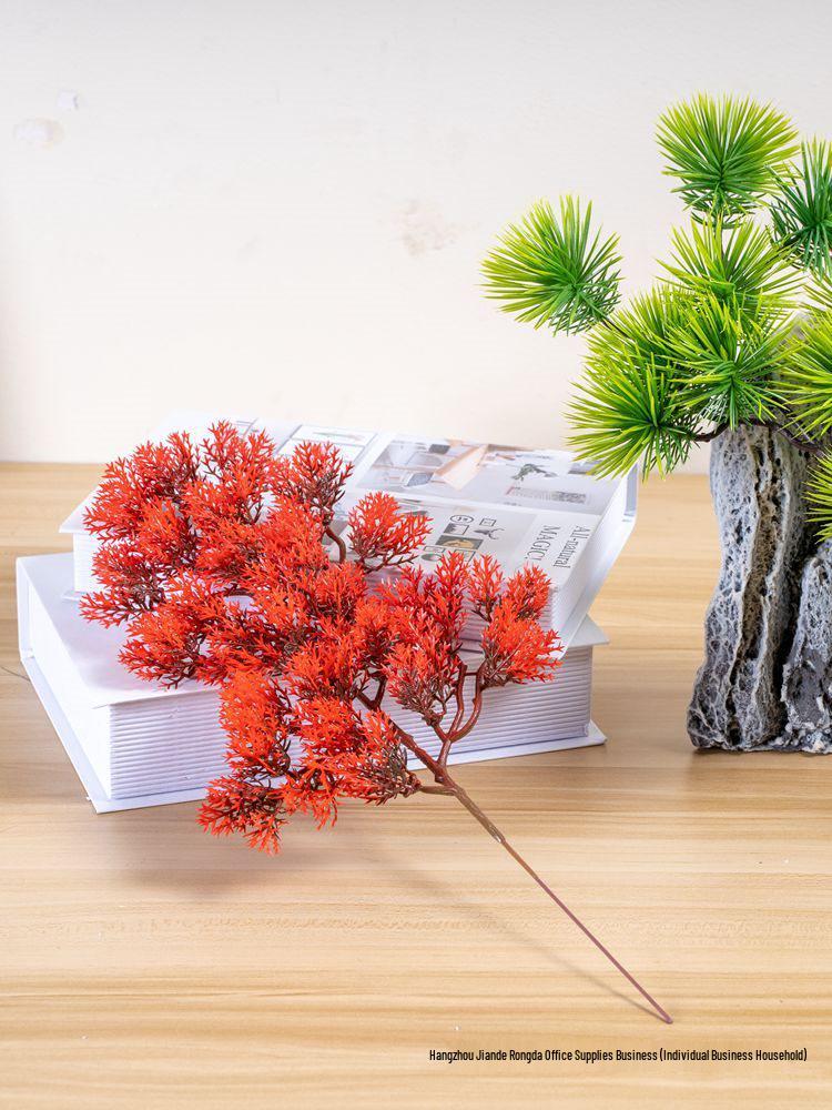 Artificial Pine Bonsai with Juniper Branches and Dried Flowers