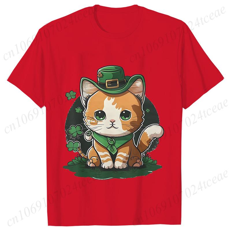 New Summer Tshirts St Patricks Day Irish Cat Happy St Patricks Fashion Womens Oversized TShirt Casual Womens Clothing Tops