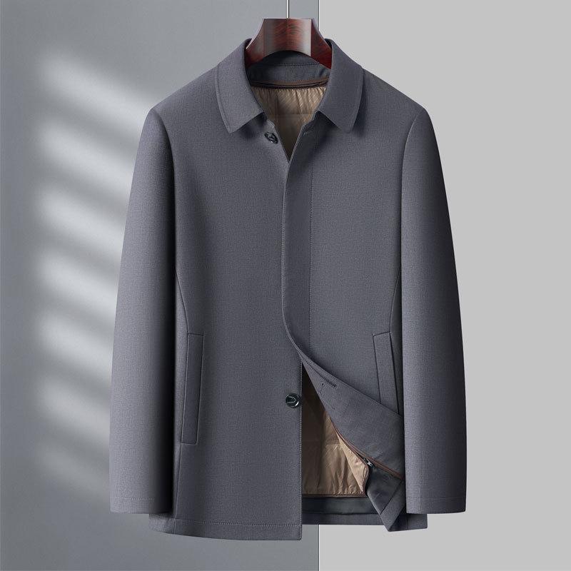 Lapel Jacket Men Autumn and Winter Middle-aged Business Thickened Thermal Liner Detachable Dad Down Jacket Men