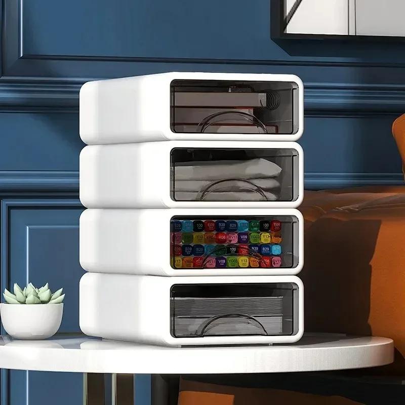 Plastic Box Desktop Organizer Drawer Makeup Storage Box Jewelry Container Stackable Large Mask Office Storage Medicine Dustproof