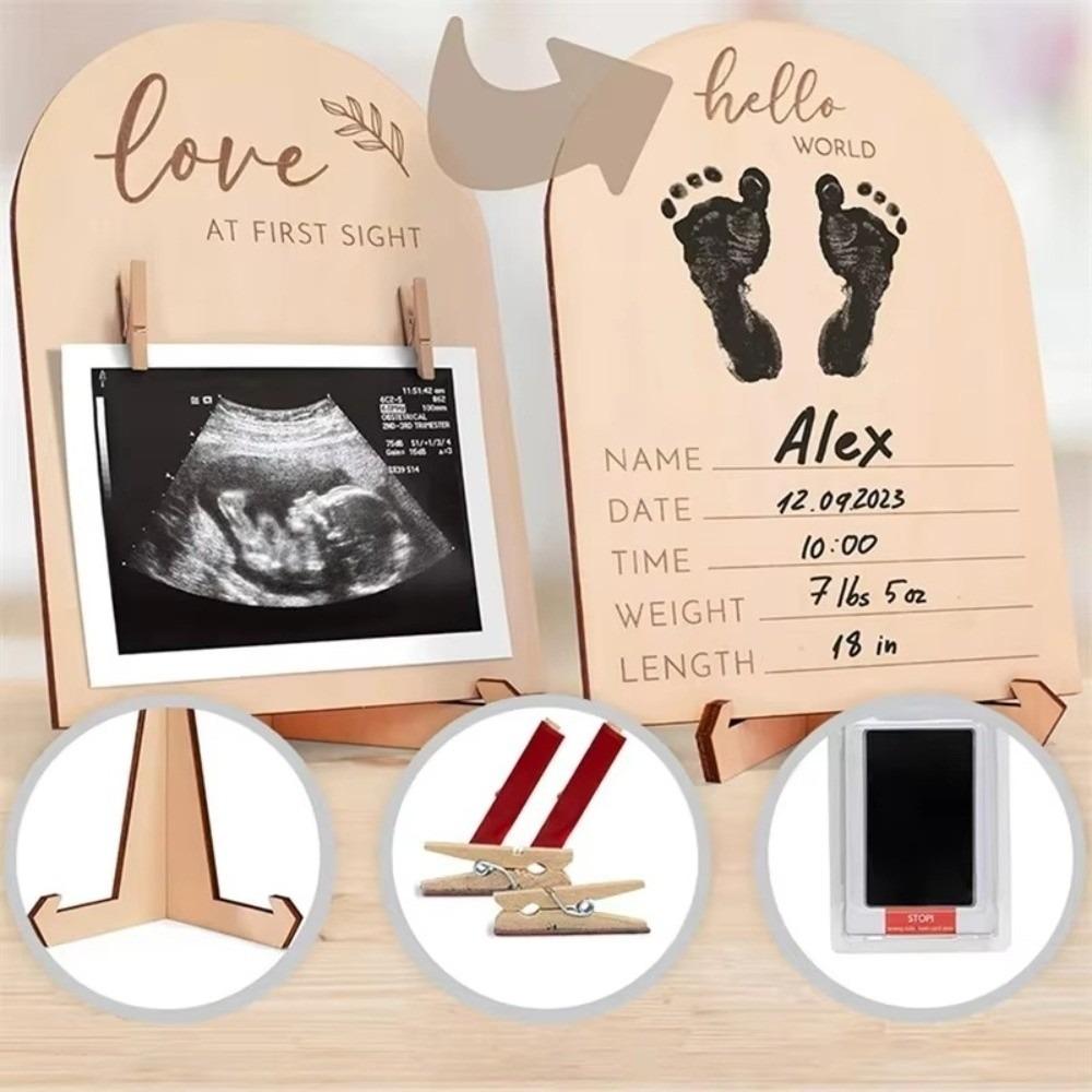 with Inks Clips Stand Sonogram Picture Frame Wooden Pregnancy Gift New Born Keepsake  For Couples