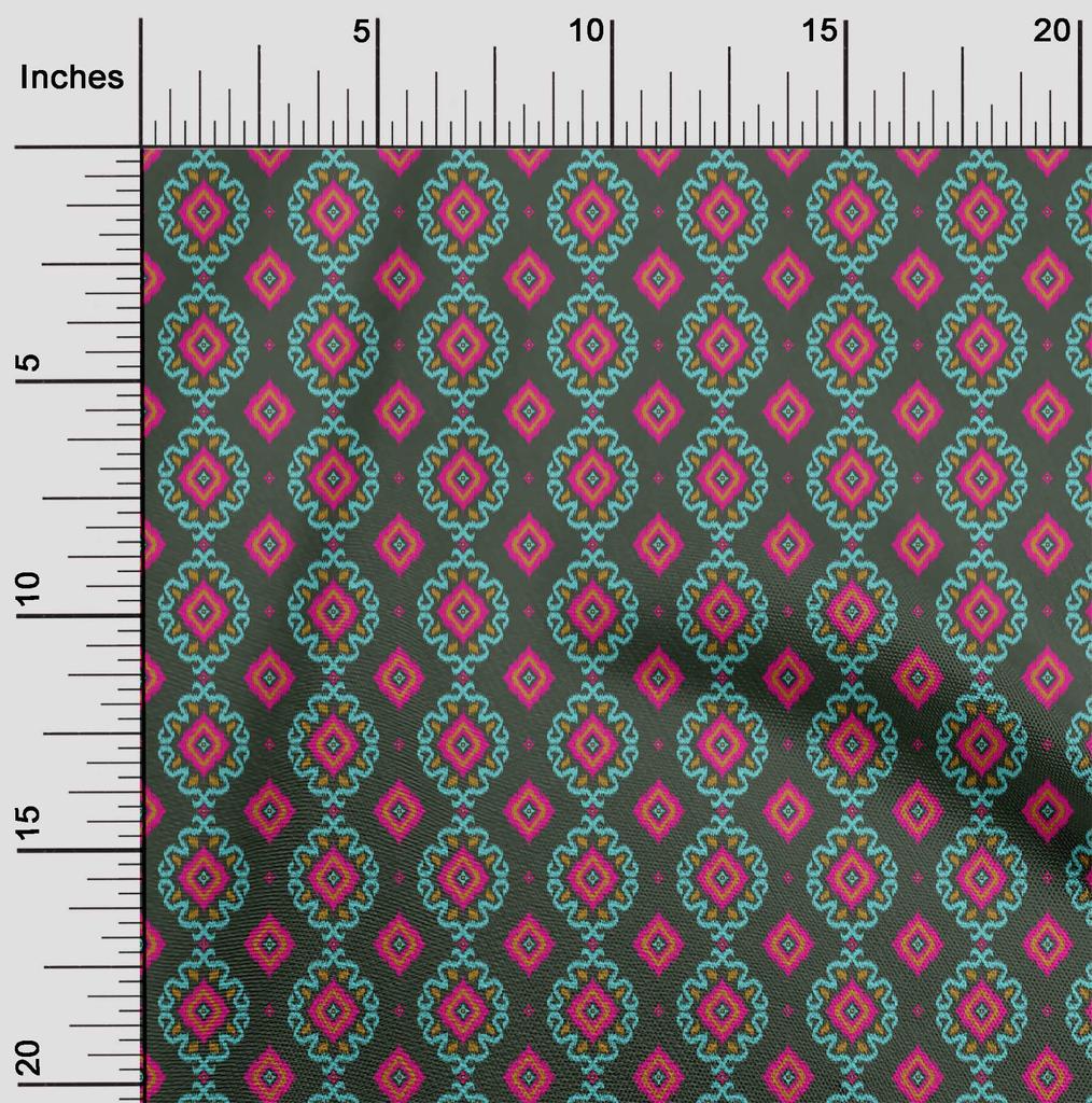oneOone Cotton Flex Fabric Diamond & Swirl Ikat Print Fabric BTY 40 Inch
