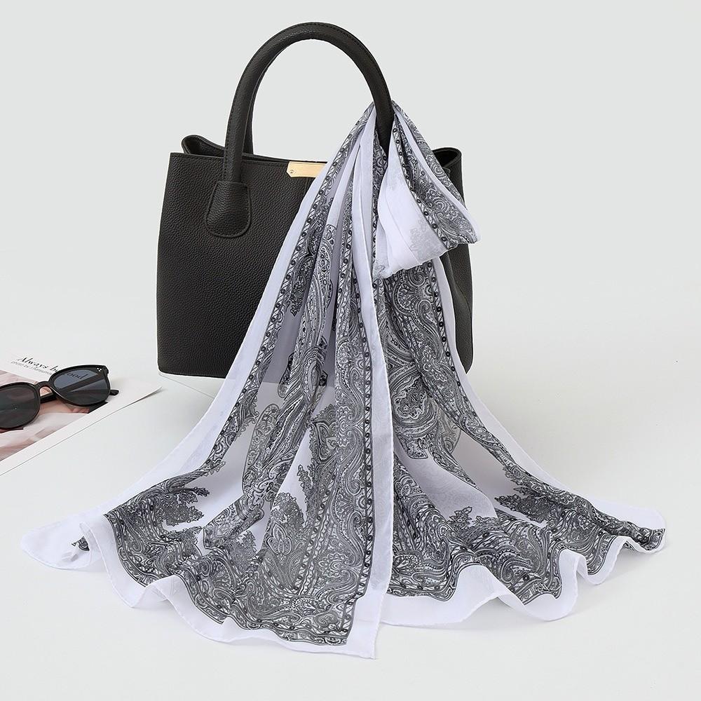 160*50cm Long Wrap Shawl Sunscreen Beach Gauze Scarf Elegant Chiffon Scarf for Women