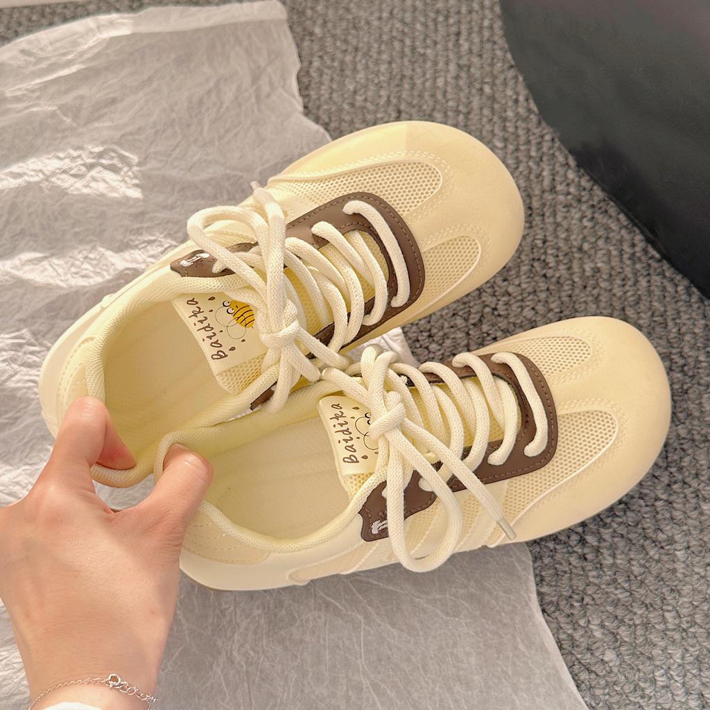 Autumn mesh German training shoes women's breathable thin casual little white shoes 2025 new niche with skirts sports board shoes