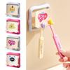 Kawaii Wall Mounted Toothbrush Hooks Cartoon Punch-free Toothbrush Holder Dopamine Toothbrush Cup Shelves for Household Bathroom