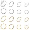 ZS 1PC Round Crystal Nose Piercing Silver Color Septum Ring Stainless Steel Nose Clicker Cartilage Piercing 20G Body Jewelry