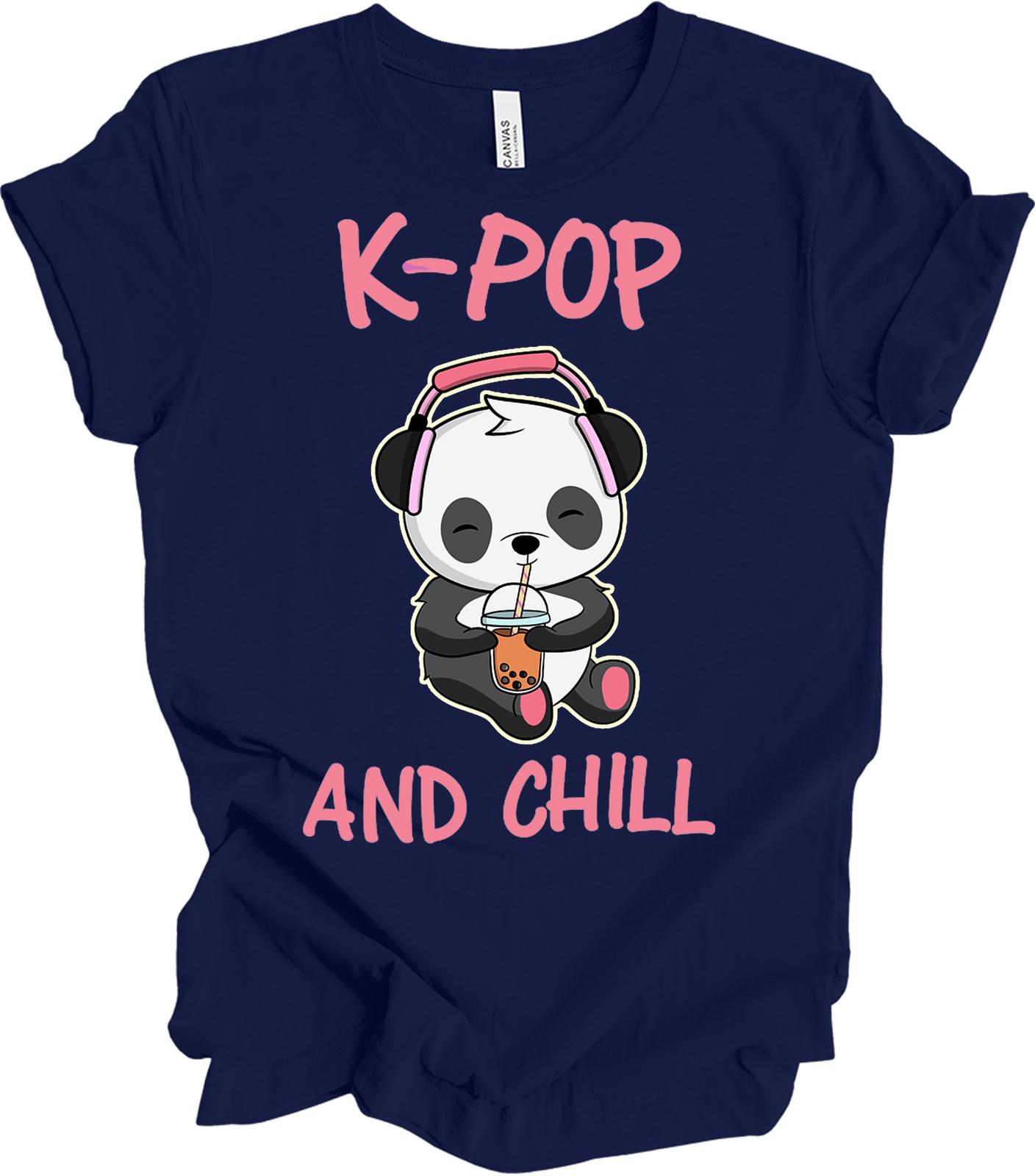 K-Pop and Chill Cute Panda T-Shirt - Boba Tea Lover Gift XXXL