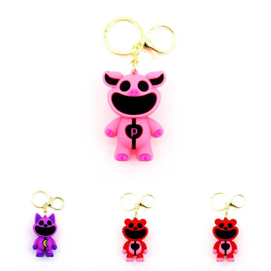 Entzückende lächelnde Kreaturen Bobi Spielzeit 3 PVC-Tier-Schlüsselanhänger Hummerverschluss Orange