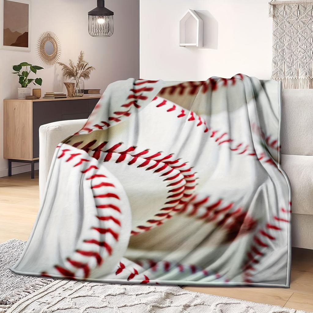 1pc Baseball Throw Blanket, Bed Blanket, Warm Cozy Soft Blanket For Couch Bed Sofa Office Camping