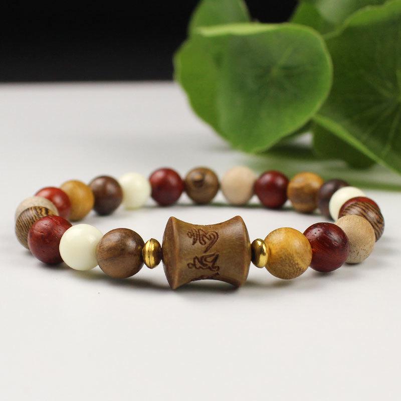 2024 Zen Sandalwood Beaded Bracelet: Ethnic Style Handcrafted Jewelry for Couples, Men & Women